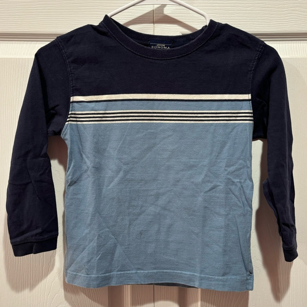 SONOMA Genuine Jean Company Boy's Blue Striped Long Sleeve Tee T Shirt Top -L(7)